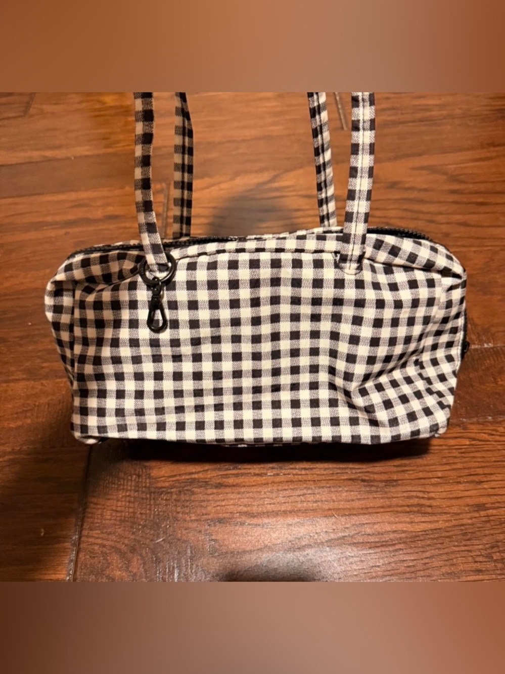 BAGGU: Black & White Gingham Bowler Bag
